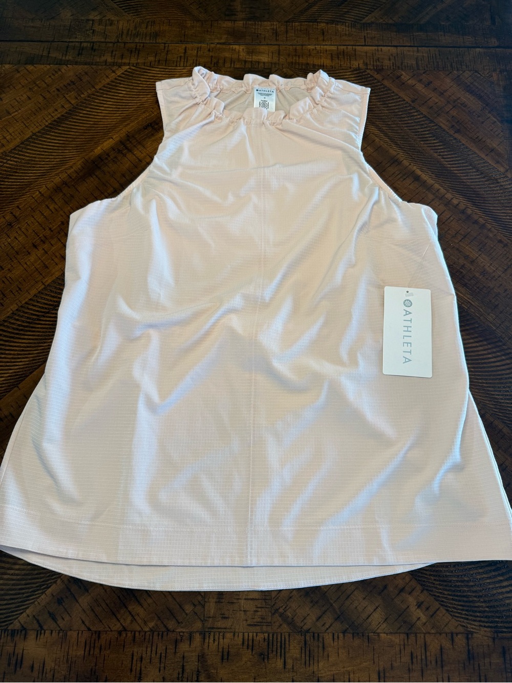 Athleta Pale Pink Sleeveless Ruffle-Neck Top